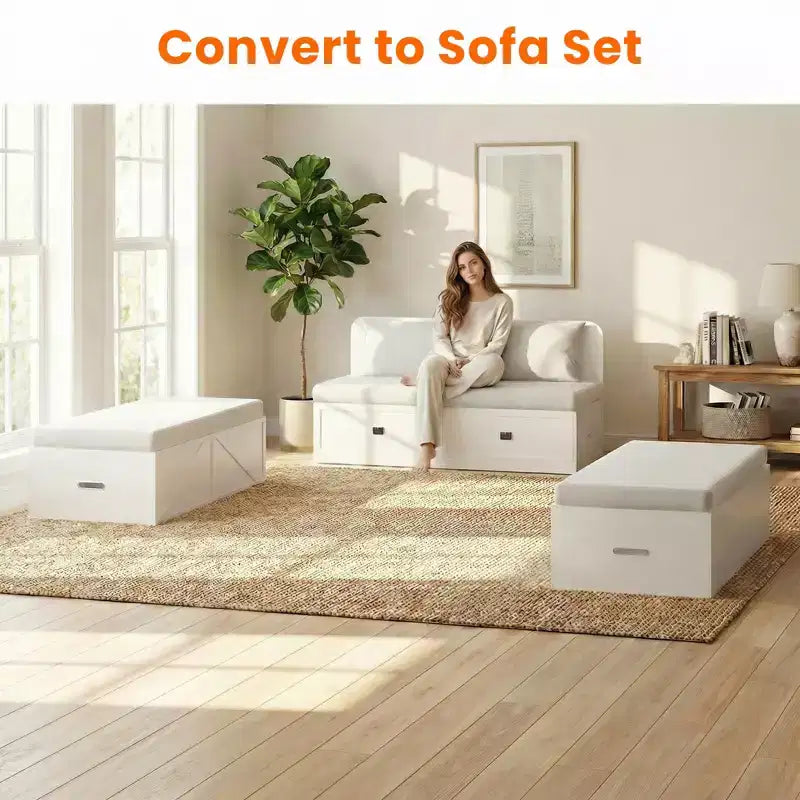 Mjkone Divano letto convertibile con contenitore, Letto a scomparsa, Matrimoniale/Queen, Materasso non incluso