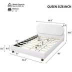 Letto ModernLuxe a Piattaforma Queen/King Size con Gambe a Zucca in Legno di Caucciù, Giroletto Imbottito in Bouclé Crema, Nessuna Rete a Molle Necessaria
