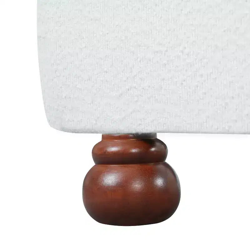 Letto ModernLuxe a Piattaforma Queen/King Size con Gambe a Zucca in Legno di Caucciù, Giroletto Imbottito in Bouclé Crema, Nessuna Rete a Molle Necessaria