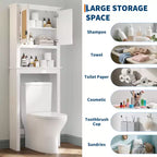 Mobile contenitore da 66H sopra il WC, organizer salvaspazio da bagno con ripiani regolabili, 2 ante in rattan, facile montaggio, mensola autoportante per WC