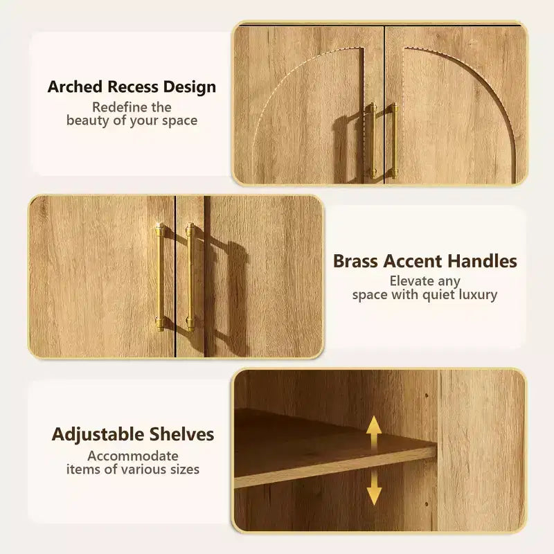 Madia Credenza con Mobile Contenitore, Armadietto d'Accento con Ripiano Regolabile, Tavolo Consolle in Legno per Caffè per Cucina, Soggiorno