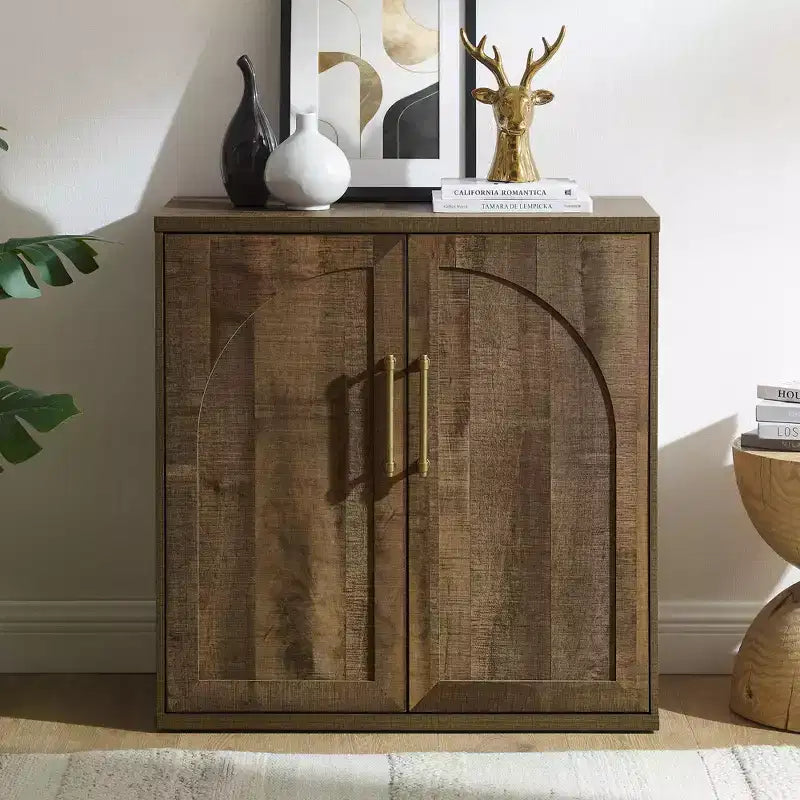 Madia Credenza con Mobile Contenitore, Armadietto d'Accento con Ripiano Regolabile, Tavolo Consolle in Legno per Caffè per Cucina, Soggiorno