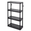 Gracious Living 4 Shelf Fixed Height Ventilated Medium Duty Storage Unit 14 x 32 x 54.5 Organizer System for Home, Garage, Basement, & Laundry, Black