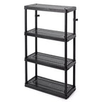 Gracious Living 4 Shelf Fixed Height Ventilated Medium Duty Storage Unit 14 x 32 x 54.5 Organizer System for Home, Garage, Basement, & Laundry, Black