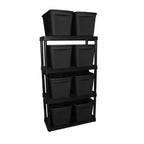 Gracious Living Scaffale portaoggetti ventilato a 4 ripiani ad altezza fissa per impieghi medi 14 x 32 x 54,5 Sistema Organizer per Casa, Garage, Cantina e Lavanderia, Nero