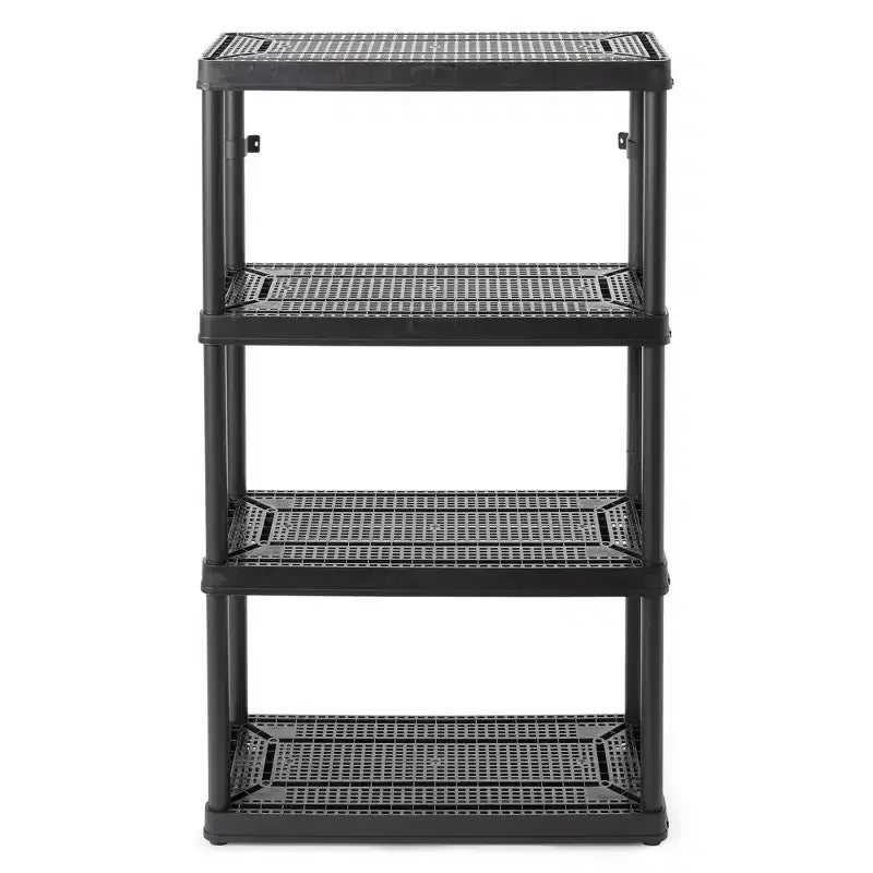 Gracious Living Scaffale portaoggetti ventilato a 4 ripiani ad altezza fissa per impieghi medi 14 x 32 x 54,5 Sistema Organizer per Casa, Garage, Cantina e Lavanderia, Nero