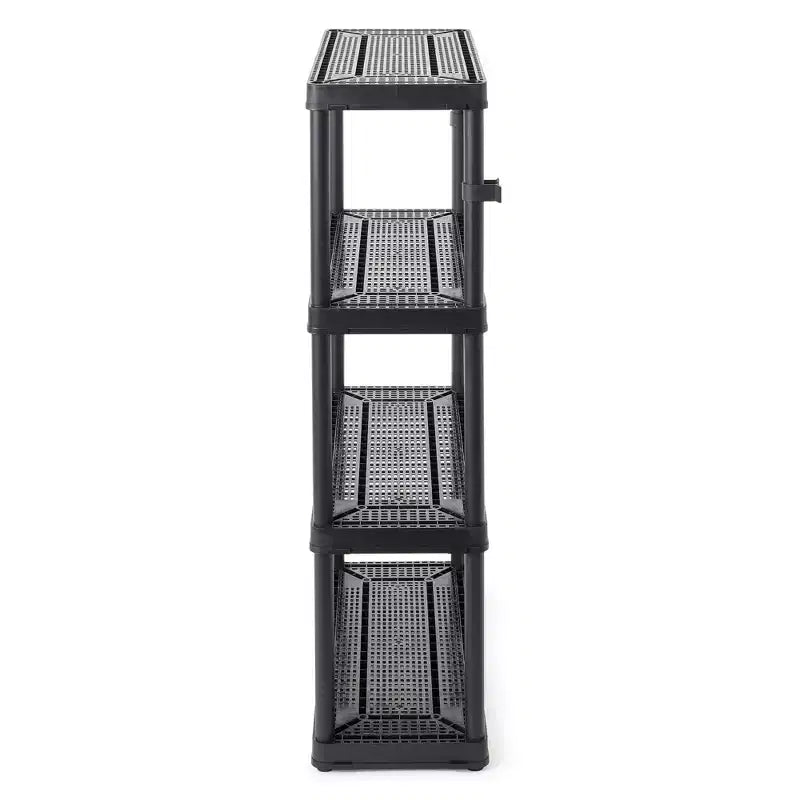 Gracious Living Scaffale portaoggetti ventilato a 4 ripiani ad altezza fissa per impieghi medi 14 x 32 x 54,5 Sistema Organizer per Casa, Garage, Cantina e Lavanderia, Nero