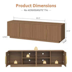 Mobile TV Zevemomo 67.7 stile rustico per TV da 75 pollici con luci LED a 16 colori, 6 scomparti, consolle multimediale per soggiorno, marrone