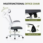 Sedia da Ufficio Ergonomica in Rete Traspirante per Casa e Scrivania - Base in Metallo e Braccioli Ribaltabili