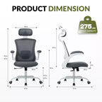 Sedia da Ufficio Ergonomica in Rete Traspirante per Casa e Scrivania - Base in Metallo e Braccioli Ribaltabili