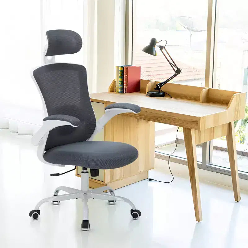 Sedia da Ufficio Ergonomica in Rete Traspirante per Casa e Scrivania - Base in Metallo e Braccioli Ribaltabili