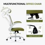 Sedia da Ufficio Ergonomica in Rete Traspirante per Casa e Scrivania - Base in Metallo e Braccioli Ribaltabili