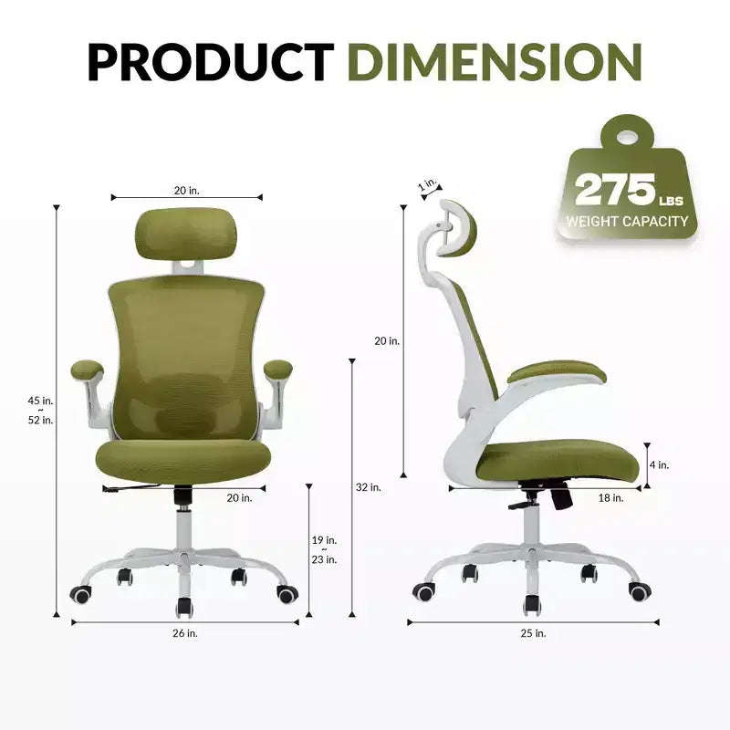 Sedia da Ufficio Ergonomica in Rete Traspirante per Casa e Scrivania - Base in Metallo e Braccioli Ribaltabili