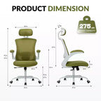 Sedia da Ufficio Ergonomica in Rete Traspirante per Casa e Scrivania - Base in Metallo e Braccioli Ribaltabili