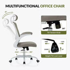 Sedia da Ufficio Ergonomica in Rete Traspirante per Casa e Scrivania - Base in Metallo e Braccioli Ribaltabili
