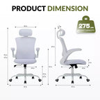 Sedia da Ufficio Ergonomica in Rete Traspirante per Casa e Scrivania - Base in Metallo e Braccioli Ribaltabili
