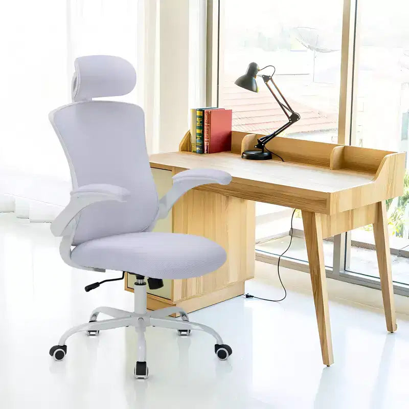 Sedia da Ufficio Ergonomica in Rete Traspirante per Casa e Scrivania - Base in Metallo e Braccioli Ribaltabili