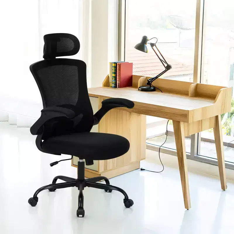 Sedia da Ufficio Ergonomica in Rete Traspirante per Casa e Scrivania - Base in Metallo e Braccioli Ribaltabili