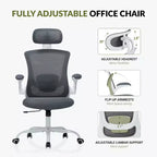 Sedia da Ufficio Ergonomica in Rete Traspirante per Casa e Scrivania - Base in Metallo e Braccioli Ribaltabili