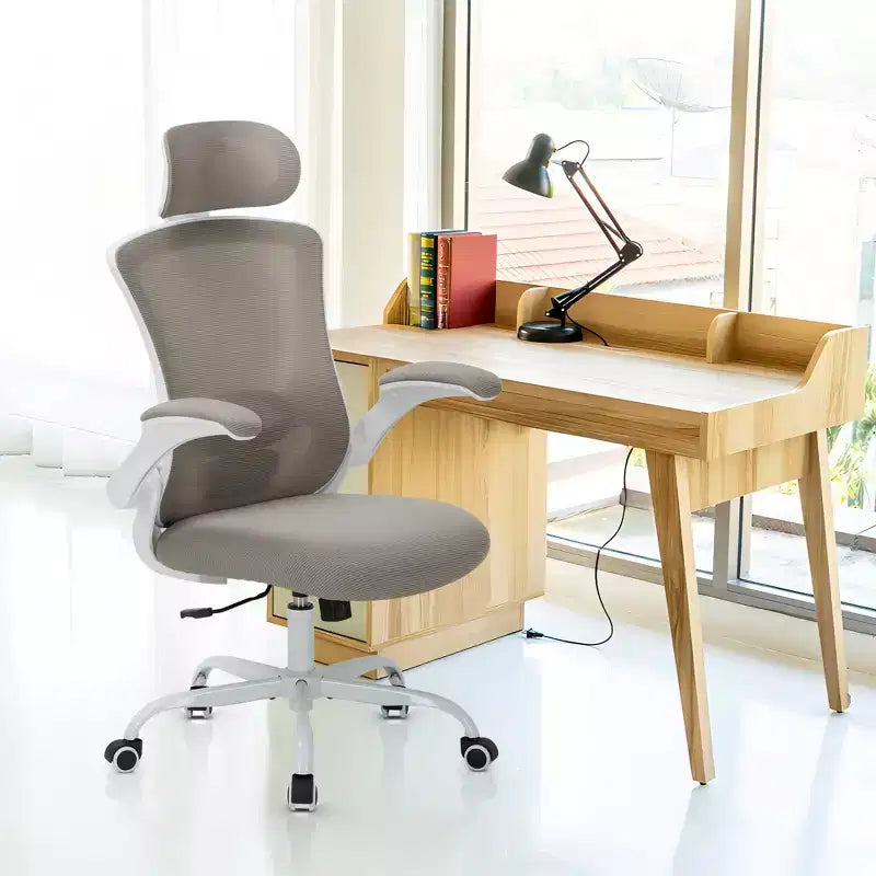 Sedia da Ufficio Ergonomica in Rete Traspirante per Casa e Scrivania - Base in Metallo e Braccioli Ribaltabili