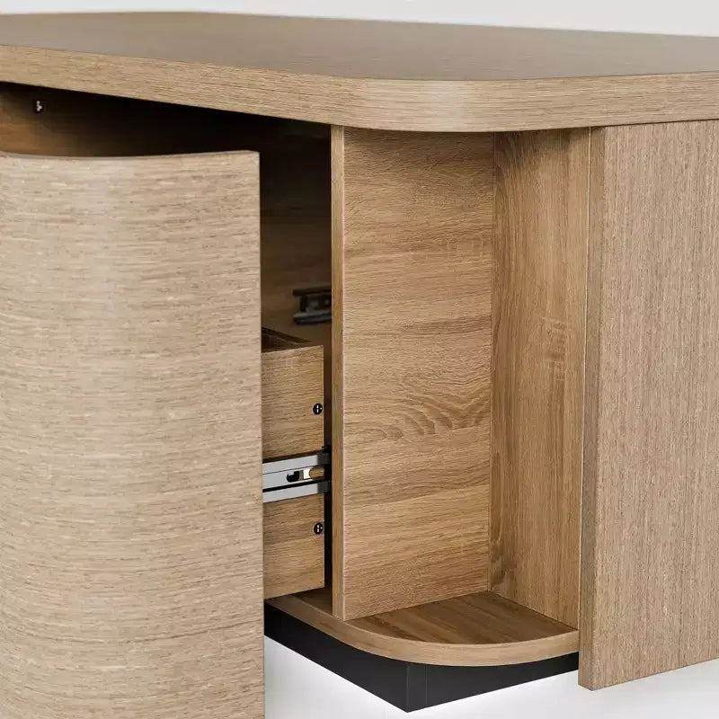 Tavolino da caffè Homsee a 4 cassetti con contenitore, tavolino d'appoggio moderno per soggiorno, finitura rovere chiaro