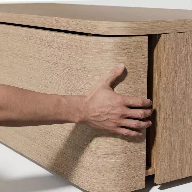 Tavolino da caffè Homsee a 4 cassetti con contenitore, tavolino d'appoggio moderno per soggiorno, finitura rovere chiaro