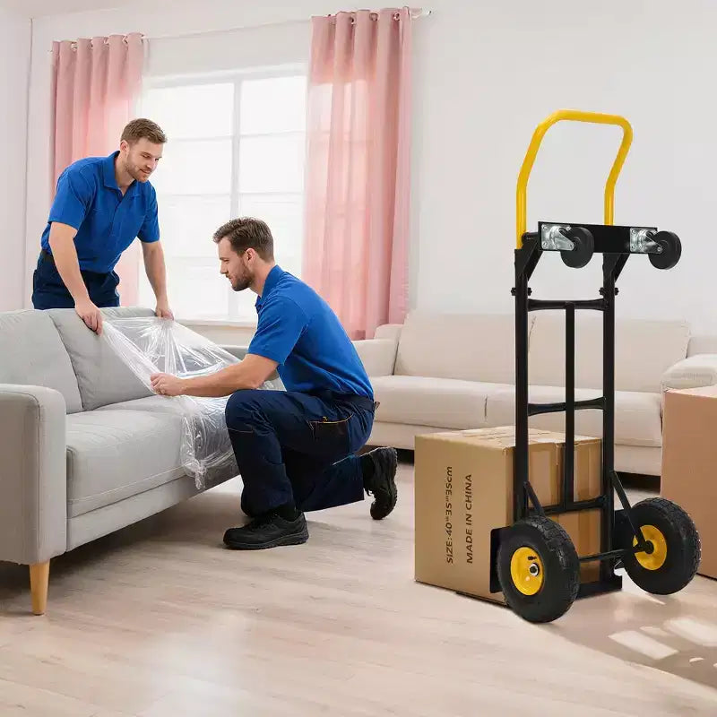 Carrello a mano convertibile, carrello pieghevole 2-in-1 con 4 ruote antiforatura, portata pesante di 180 kg, per traslochi, magazzino, ufficio e uso industriale