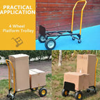 Carrello a mano convertibile, carrello pieghevole 2-in-1 con 4 ruote antiforatura, portata pesante di 180 kg, per traslochi, magazzino, ufficio e uso industriale