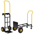 Carrello a mano convertibile, carrello pieghevole 2-in-1 con 4 ruote antiforatura, portata pesante di 180 kg, per traslochi, magazzino, ufficio e uso industriale