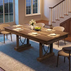Tavolo da pranzo rettangolare in legno da 71 pollici, stile farmhouse, per 6-8 persone, tavolo da cucina con 2 ampi cassetti e piano spesso, struttura robusta per famiglie numerose