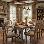 Tavolo da pranzo rettangolare in legno da 71 pollici, stile farmhouse, per 6-8 persone, tavolo da cucina con 2 ampi cassetti e piano spesso, struttura robusta per famiglie numerose