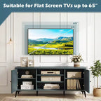 Mobile Porta TV Costway a 2 Ante per TV fino a 65 pollici con 2 Armadietti e 4 Ripiani Regolabili Turchese/Marrone