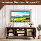 Mobile Porta TV Costway a 2 Ante per TV fino a 65 pollici con 2 Armadietti e 4 Ripiani Regolabili Turchese/Marrone