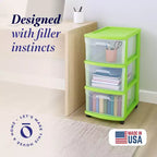HOMZ Organizer a 3 cassetti con ruote rimovibili, medio, telaio viola