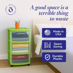 HOMZ Organizer a 3 cassetti con ruote rimovibili, medio, telaio viola