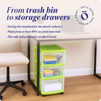 HOMZ Organizer a 3 cassetti con ruote rimovibili, medio, telaio viola