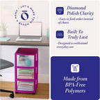 HOMZ Organizer a 3 cassetti con ruote rimovibili, medio, telaio viola