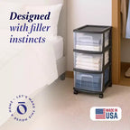 HOMZ Organizer a 3 cassetti con ruote rimovibili, medio, telaio viola