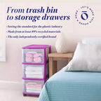 HOMZ Organizer a 3 cassetti con ruote rimovibili, medio, telaio viola