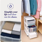 HOMZ Organizer a 3 cassetti con ruote rimovibili, medio, telaio viola