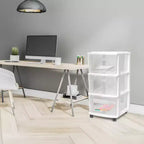 HOMZ Organizer a 3 cassetti con ruote rimovibili, medio, telaio viola