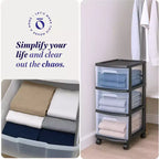 HOMZ Organizer a 3 cassetti con ruote rimovibili, medio, telaio viola
