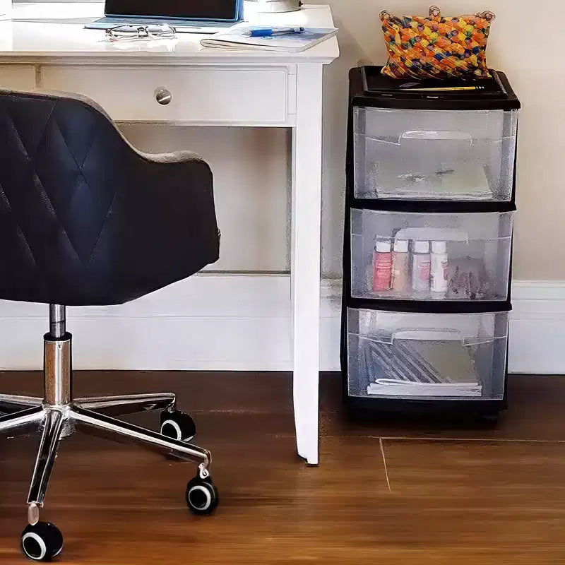 HOMZ Organizer a 3 cassetti con ruote rimovibili, medio, telaio viola