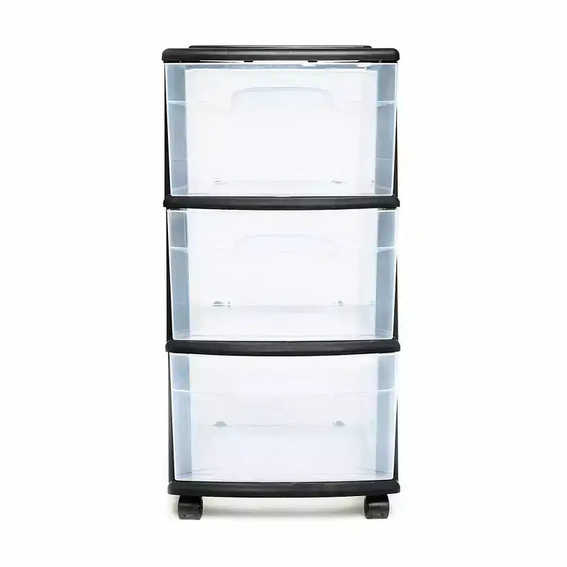 HOMZ Organizer a 3 cassetti con ruote rimovibili, medio, telaio viola