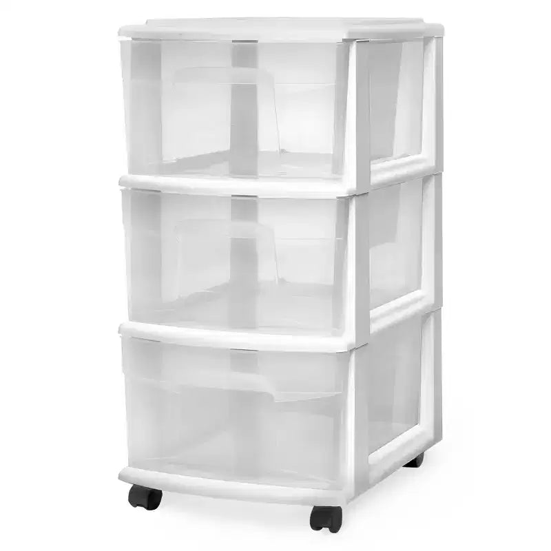 HOMZ Organizer a 3 cassetti con ruote rimovibili, medio, telaio viola