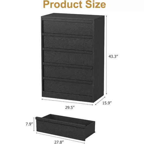 Cassettiera a 5 cassetti per camera da letto, Comodino organizer in legno moderno a 7 cassetti, per soggiorno, ingresso