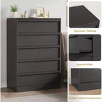 Cassettiera a 5 cassetti per camera da letto, Comodino organizer in legno moderno a 7 cassetti, per soggiorno, ingresso