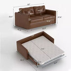 Divano letto estraibile moderno in similpelle 63", divano letto 2 in 1 per piccoli spazi Gaoyangjiaju