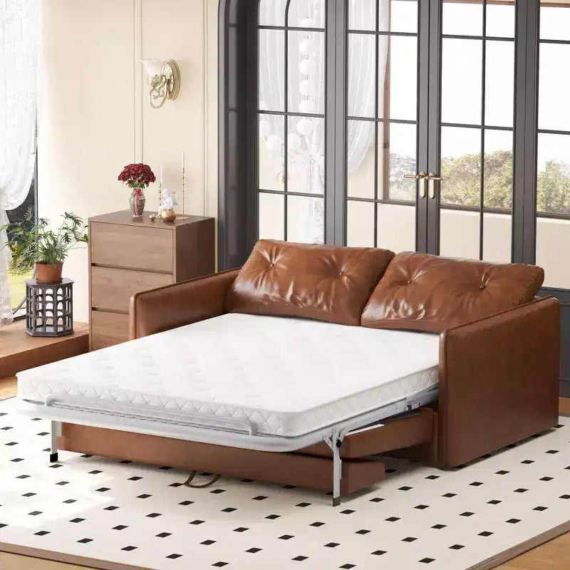 Divano letto estraibile moderno in similpelle 63", divano letto 2 in 1 per piccoli spazi Gaoyangjiaju