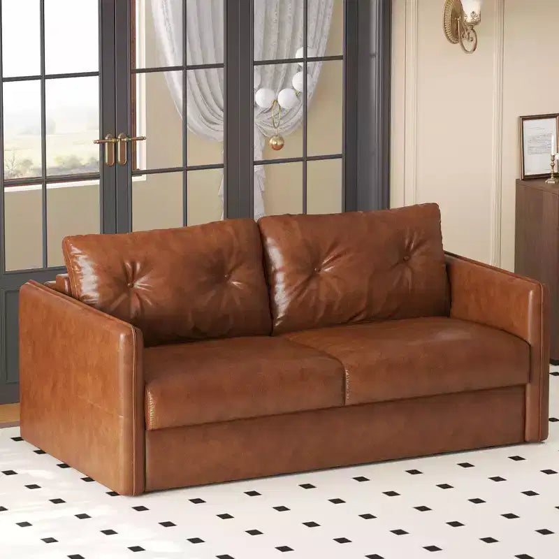 Divano letto estraibile moderno in similpelle 63", divano letto 2 in 1 per piccoli spazi Gaoyangjiaju